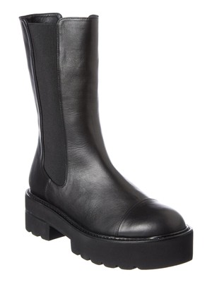 

STUART WEITZMAN Женские черные кожаные ботинки Presley Cap на платформе 1-1/2 дюйма, Черный, S5636