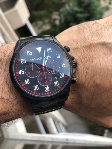 MICHAEL KORS 腕時計 Michael Kors Men's MK8334 Black Dial Black Tire-Tread Gage