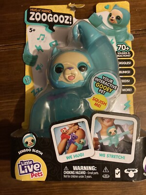 Little Live Pets ZOOGOOZ Hug N' Hang Sensoo SLOTH Ultra Rare Moose Toys New Blue