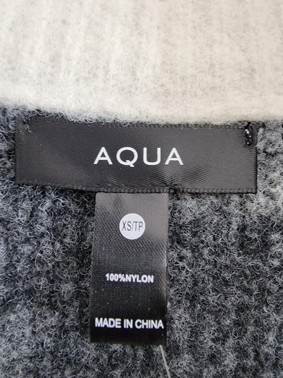 AQUA Quarter Zip Sweater Women's XS Cement Black/Ivory Long Sleeve Pullover - Picture 9 of 16