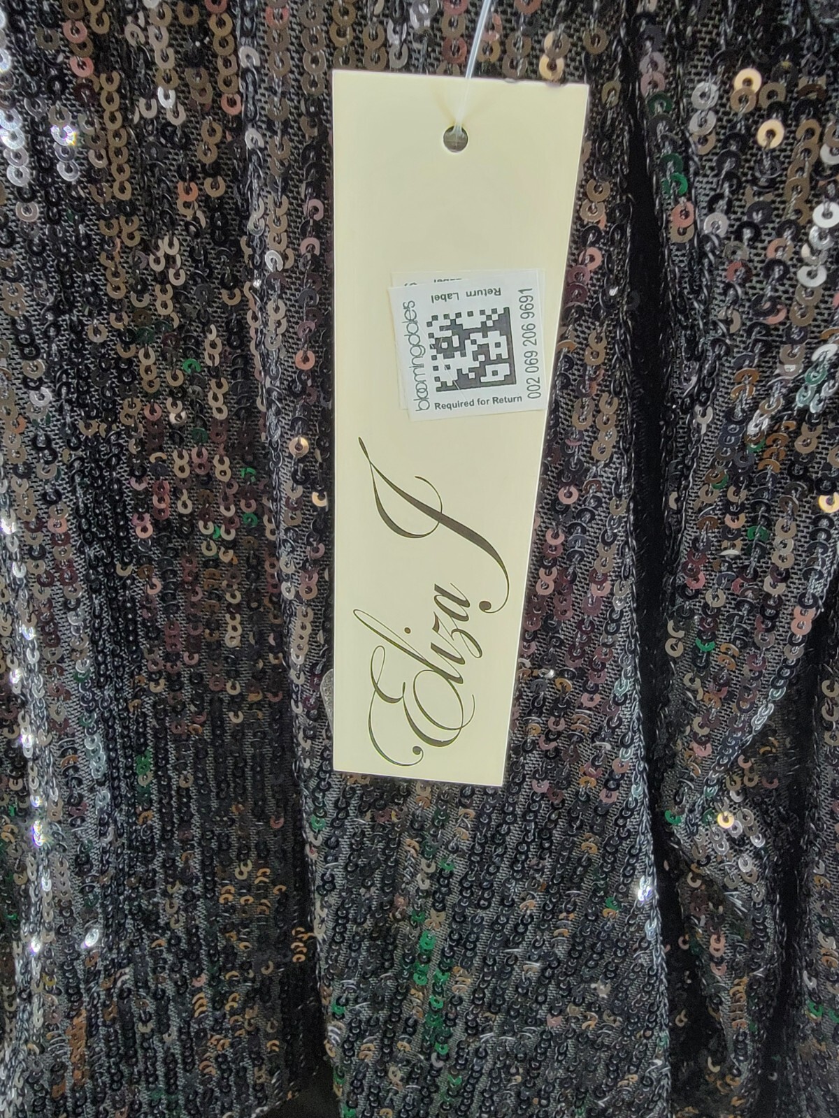 Eliza J Sequin Jacket Women's Small Black Open Front Long Sleeves Relaxed Fit + - Picture 11 of 15