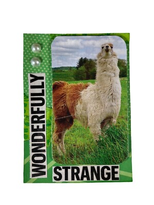 ACEO ATC Original Collage Llama Green Mixed Media Wonderfully Strange Animal 