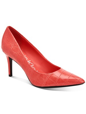 

Женские туфли-лодочки CALVIN KLEIN Coral Croc Logo Gayle с острым носком на шпильках без шнуровки, Коралл, E6313
