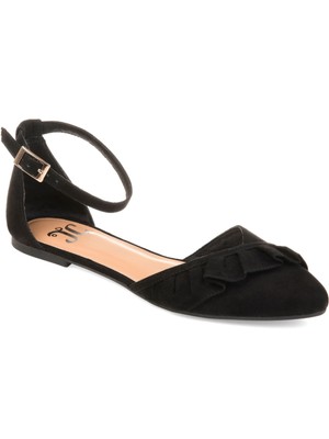 

JOURNEE COLLECTION Женские черные туфли на плоской подошве Lazae с острым носком и пряжкой JOURNEE, Черный, LAZAE-FLAT