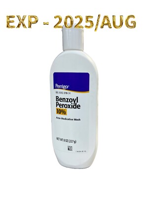 Perrigo Benzoyl Peroxide 10% Acne Medication Face Wash Topical Use 8 oz