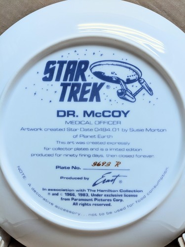 Star Trek Plate Leonard McCoy Bones Star Date 8402.15 No. 5260