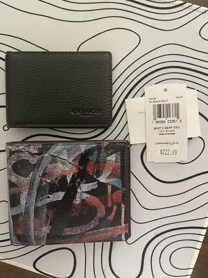 COACH X MINT + SERF 3-IN-1 WALLET:NWT BLACK/MULTI GRAFFITI  CM163