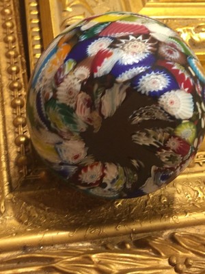 VINTAGE MURANO VENETIAN ART GLASS PAPERWEIGHT MILLEFIORE MATTE ROUND BALL HEAVY