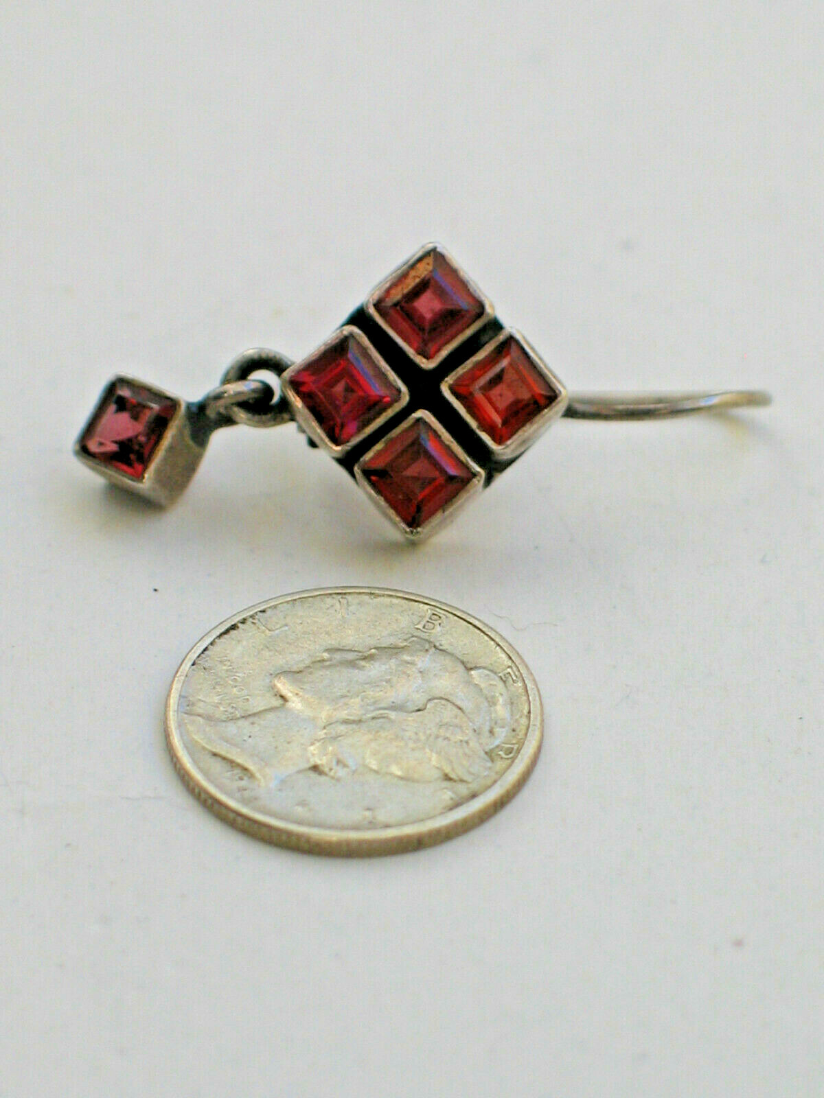 Single Solid Sterling Silver Earring 925 Hallmark Dangle Hook Pierce Style