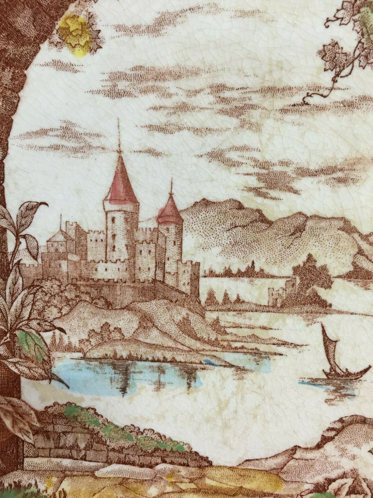 Vintage Storybook Castle Plate Detailed Castle Harbor by Ucago Made in Japan
