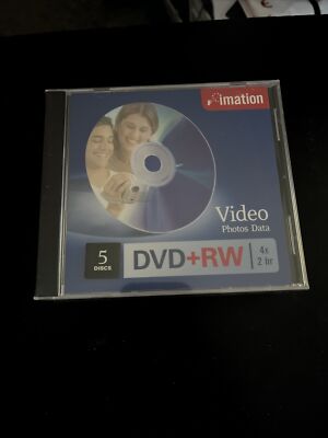 imation 5 discs DVD+RW Blank Media NEW 60-240 minutes per disc Video Photos