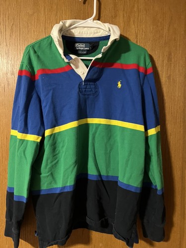 Ralph Lauren Green Blue Preowned Long Sleeve Polo, Size: L