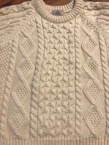 LL Bean Cream Sweater Girls 6X 7 Large Chunky
