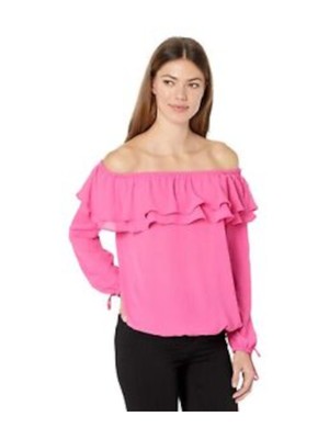 

MICHAEL MICHAEL KORS Женский розовый топ с длинным рукавом для работы Petites