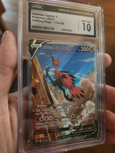 CGC 10 GEM MINT Pokémon Galarian Zapdos V 174/198 Alt Art CGC 10 GEM MINT Pokémon Galarian Zapdos V 174/198 Alt Art