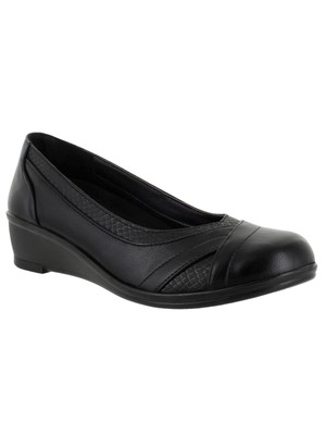 

Женские туфли на танкетке EASY STREET Black Snake Skin Dena с круглым носком без каблуков 6 м, Черный, DENA