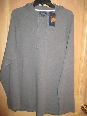 NEW POLO RALPH LAUREN Waffle Pajama Top Sleep Hoodie Shirt MENS M Dark Grey