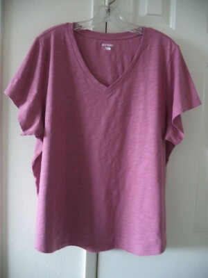 Old Navy Antique Rose Pink Muted Mauve Slight Slub V-Neck T-shirt Top 12 14 16 L