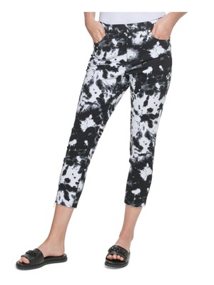 

KARL LAGERFELD PARIS Женские черные укороченные брюки стрейч со средней посадкой и необработанным краем, Черный, L1EK2214