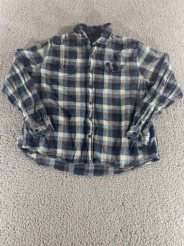 Woolrich Shirt Men Extra Large Turquoise Black Plaid Oxbow Bend Flannel Outdoors