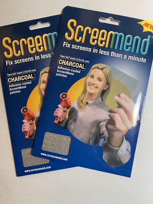 Screen Mend Fix Window Screens in a Minute w/ Hair Dryer Charcoal 2 Pkgs = 4 Pcs