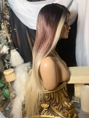 Gorgeous! 32  Rooted Ombre  Blonde, HD Ear-to-Ear Lace-front W/ Part, Wig