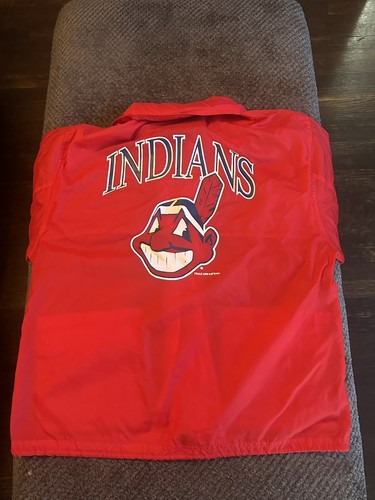 Vintage CHALK LINE CLEVELAND INDIANS CHIEF WAHOO HOODED Rain ☔️ JACKET 1997 Med