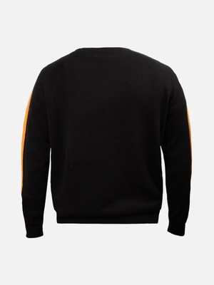 Pre-owned Mc2 Saint Barth Man Crewneck Sweater With Roma Patch | As Roma Special Edition In Black