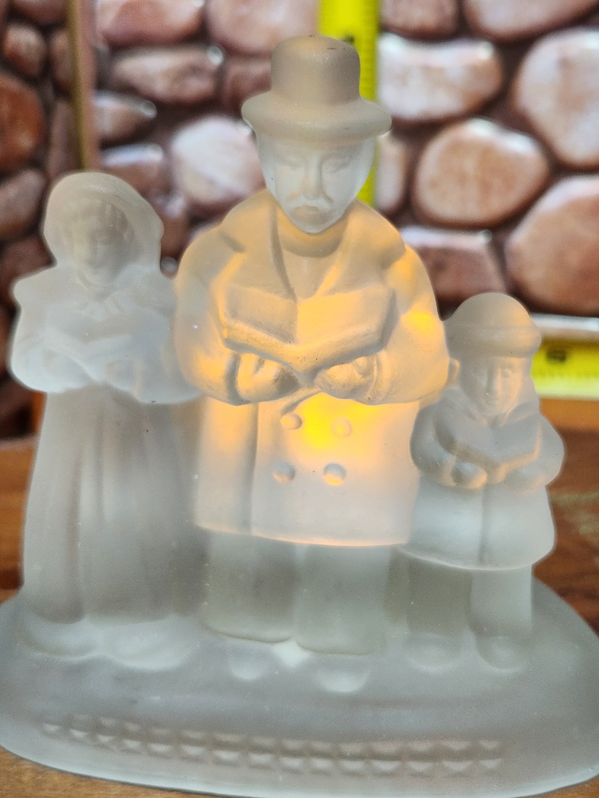 Timeless Treasures 3 Christmas Carolers Frosted Glass  Votive Holder W/ Box VTG