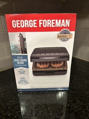 George Foreman Space-Saving NonStick Compact Fast Electric Indoor Grill GRS040BZ