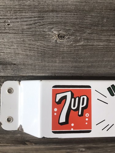 Vintage Porcelain 7 Up Push Bar Advertising Sign Original