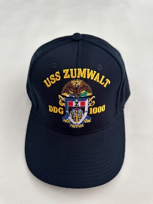 The Corps USS Zumwalt Class DDG 1000 Logo Blue Baseball Hat Cap One Size