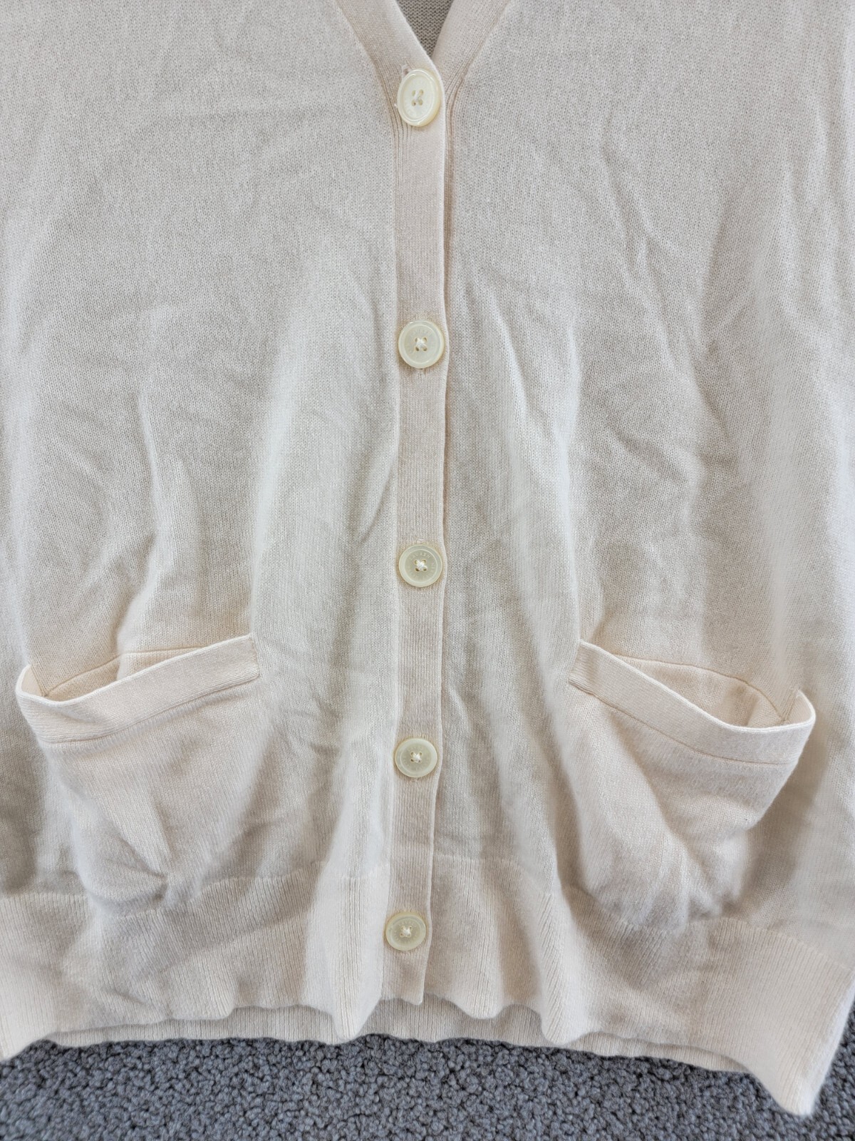 Lauren Ralph Lauren Umatilla Cashmere Cardigan Sweater Women's M Winter Cream~ - Picture 9 of 12