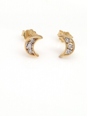 Tiny Cz Moon Stud Earrings 925 Sterling Silver Dainty Post Studs 7mm Gold