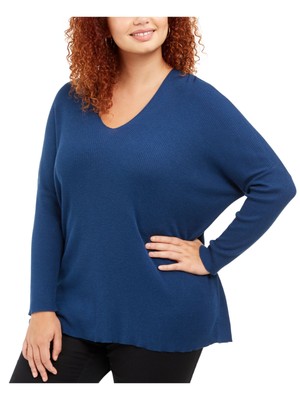 

Женский темно-синий топ с длинными рукавами и V-образным вырезом ANNE KLEIN Plus 0X\1X, Navy