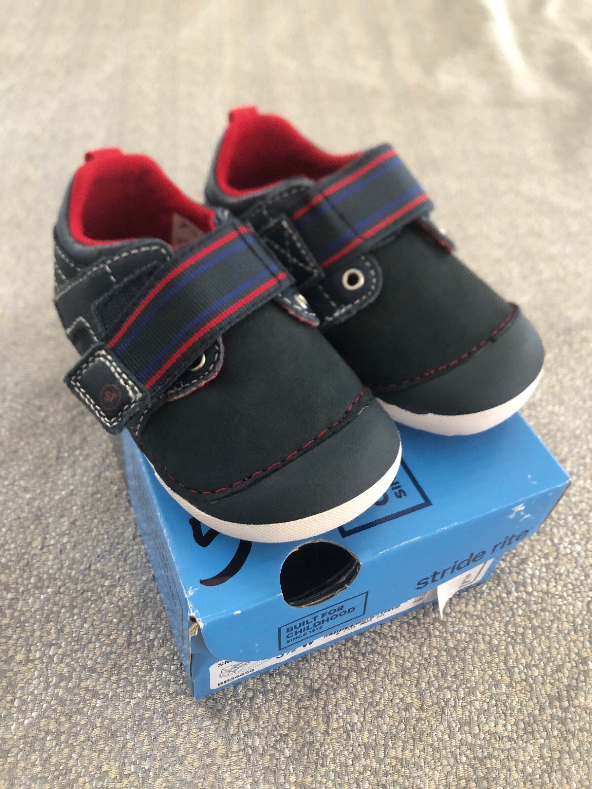 NEW Stride Rite Soft Motion Cameron navy red baby boy shoes sneakers 3M  medium | eBay