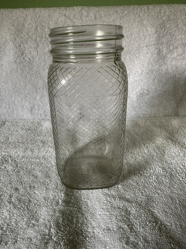 Vintage BALL Waffle Pattern Mason Canning Jar - 20oz