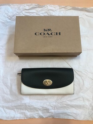 Women's Coach Envelope Wallet Colorblock, Slim Black & White MLT CLRBK SLM ENV
