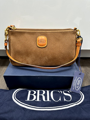 BRIC'S MILANO LIFE CAMEL LIGHT BROWN CAVIAR FAUX LEATHER SMALL SHOULDER HANDBAG