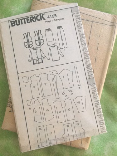 UNCUT Complete BUTTERICK 4155 Sewing Pattern Sizes 20 22 24 Jacket Vest Skirt...