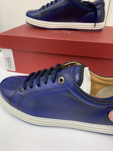 Pre-owned Ferragamo Salvatore  'newport' Royal Blue Sneakers Shoes 7 Eee $635 Lace Up