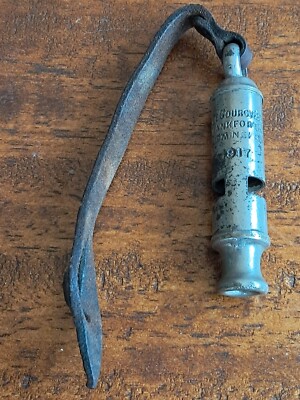 British WW1 officer's whistle and tab, dated 1917