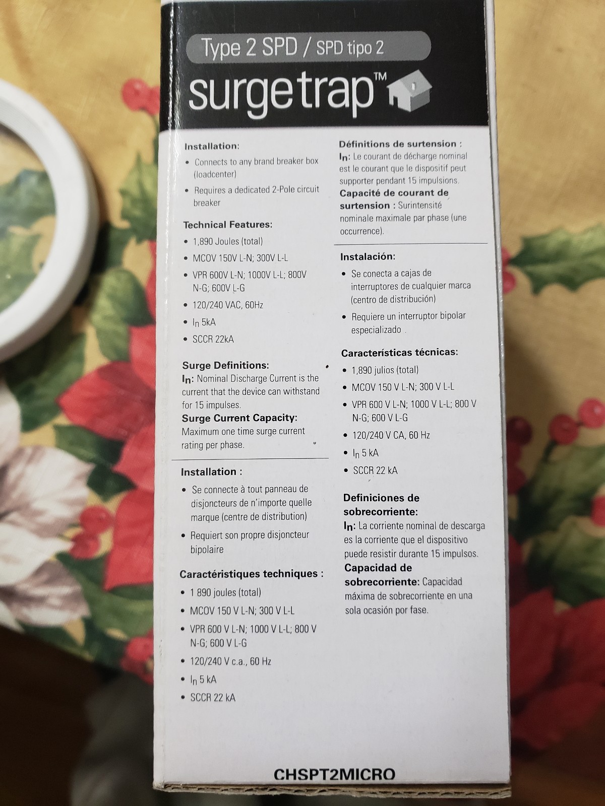 Eaton CHSPT2MICRO Surge Protector SPD Type 2 120/240V 60Hz Indoor/Outdoor NEW