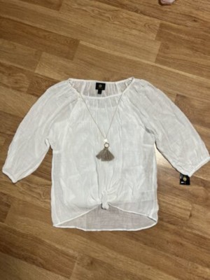 

JM COLLECTION Женский белый топ с круглым вырезом и рукавами 3/4, плюс