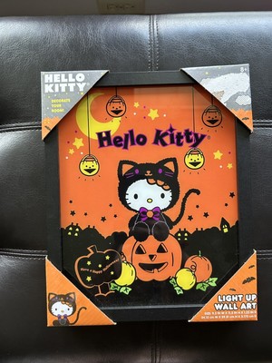 Hello Kitty Light Up Wall Art Halloween Cat Pumpkin 9.5in W X 11.5 in H 1.25in D