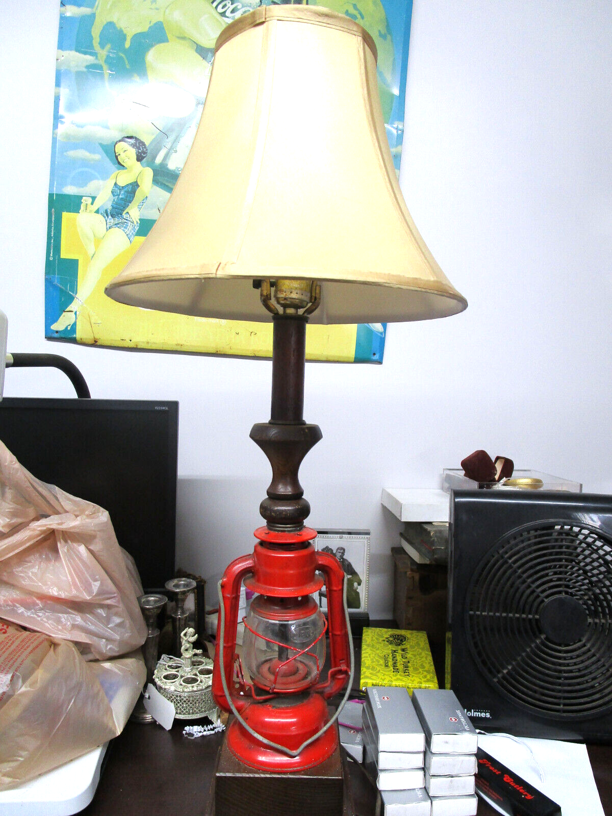 Vintage  Dietz Lamp Lantern Ranch Craft Table Light 29” Red