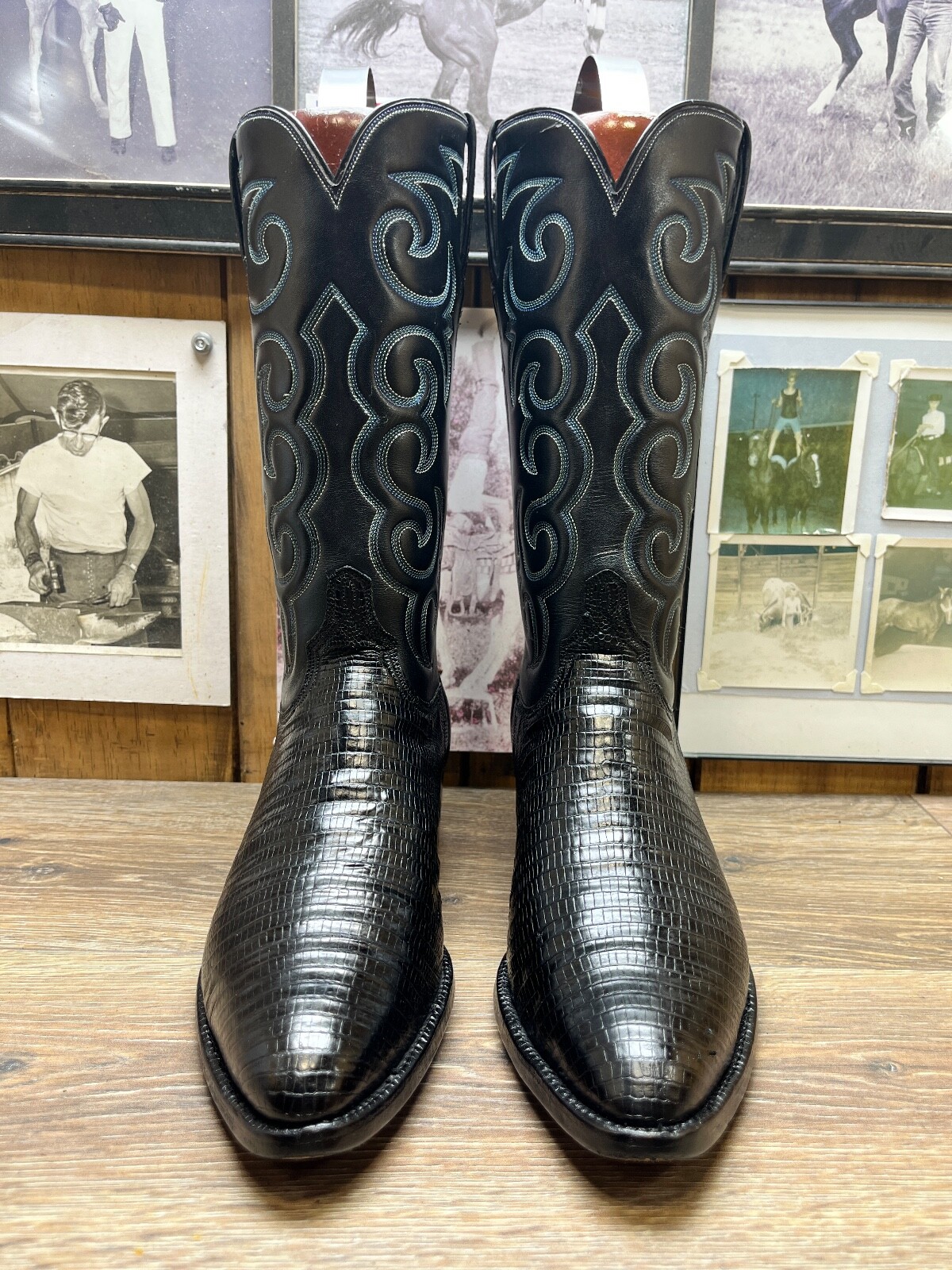 VERY CLEAN SAN ANTONIO MADE LUCCHESE EXOTIC LIZARD 10.5B MENS COWBOY BOOTS