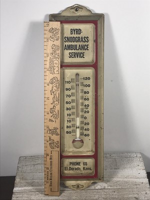Vtg Byrd Snodgrass Ambulance Service Advertising Thermometer El Dorado KS kansas