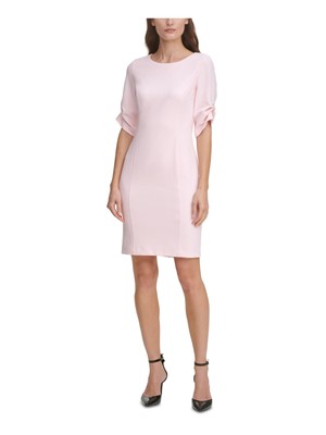 

DKNY Женское розовое платье-футляр с короткими рукавами, Розовый