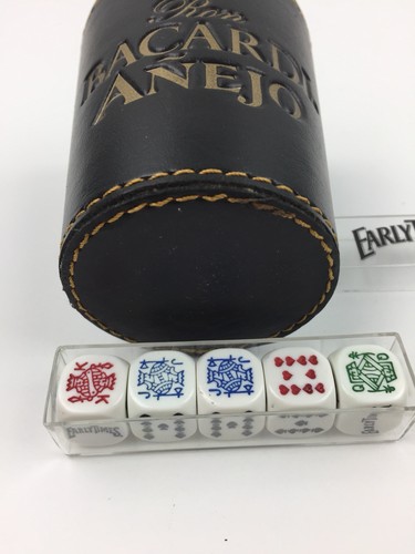 Vintage Bacardi Leather Casino Dice Shaker Cup RARE Bar Ware Game Rare Nice